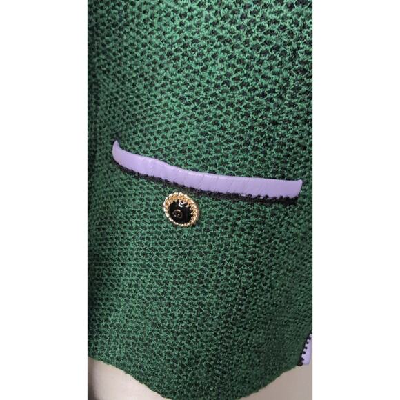 St John Santana Knit Blazer Green Gold Button Preppy Luxury Career Jacket - Picture 6 of 11